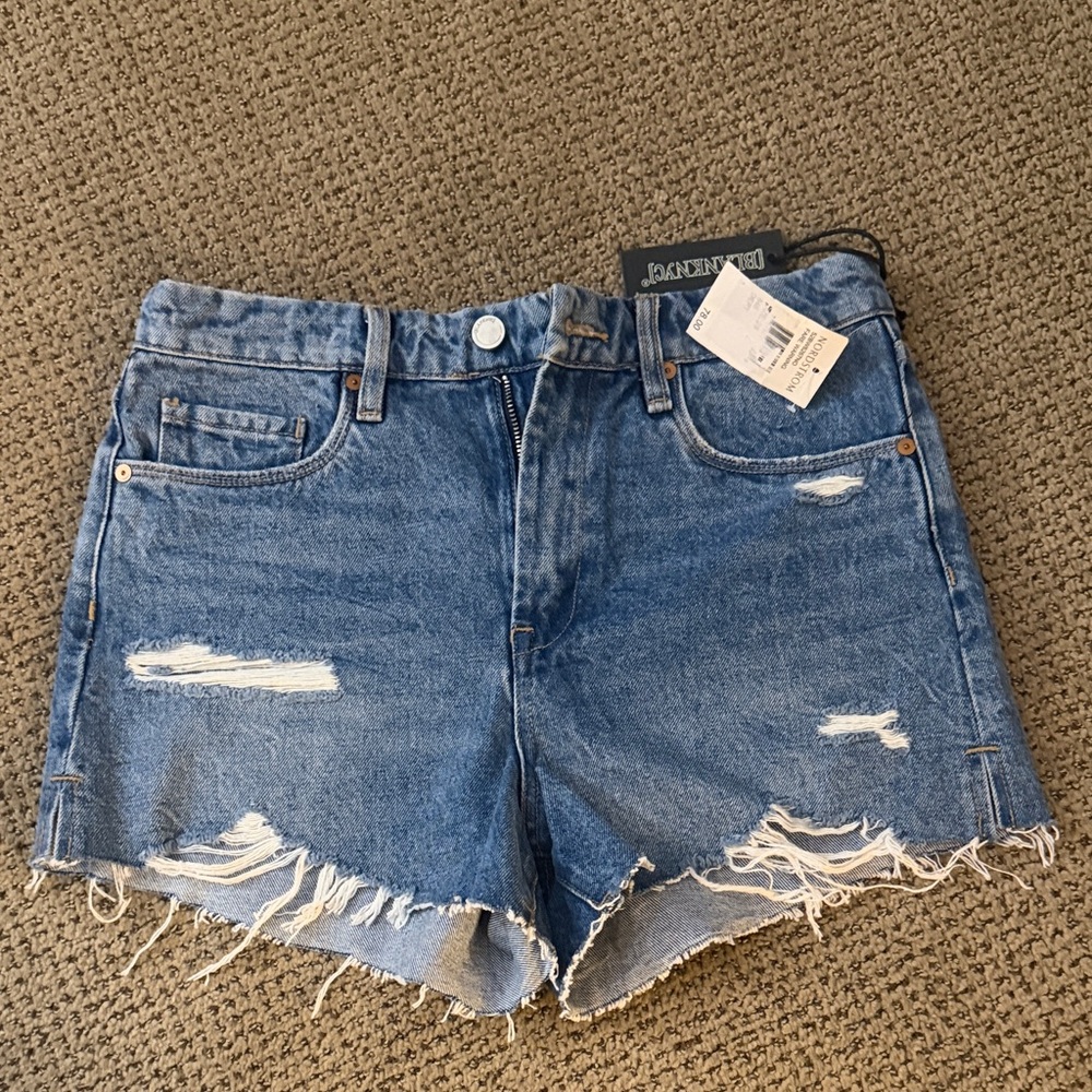 Blank NYC Distressed Light Blue Denim Cutoff Shorts